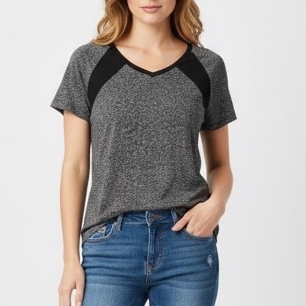 Miss Fortune T-Shirt Womens Large Gray Space Dye Crew Neck Raglan Sleeve Active